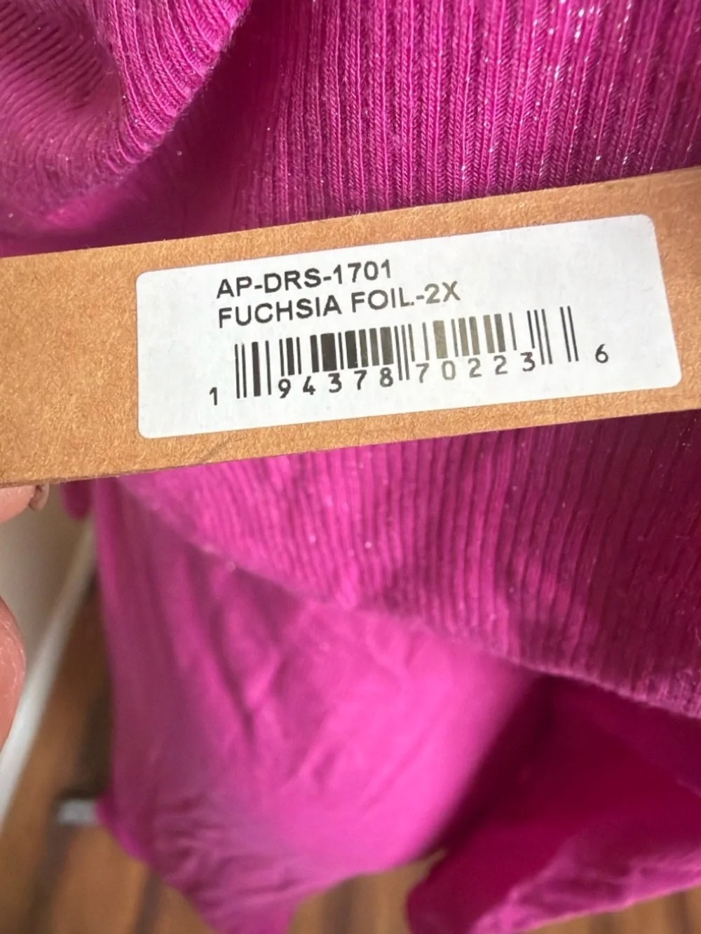 NWT SKIMS Fuchsia Foil Shimmer Maxi Dress 2X Ribbed Bodycon Stretch Glam